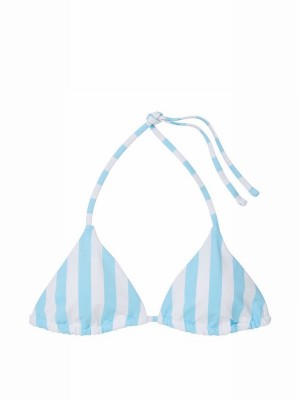 Light Turquoise / Blue / Stripes Victoria Secret Aqua Cabana Triangle Bikini Top | IZTSE4761