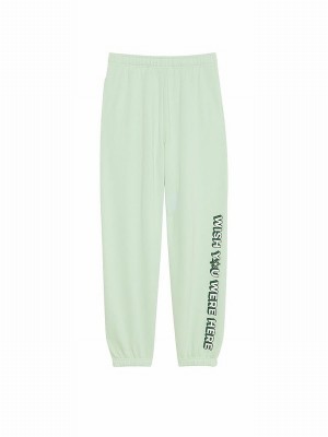 Mint / Green Victoria Secret Mint Aspen Cuffed Fleece Joggers | NLWZJ4186