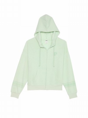 Mint / Green Victoria Secret Mint Zip Up Fleece Hoodie | CTKFX4580