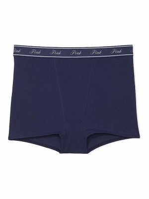 Navy / Blue Victoria Secret Midnight High Waist Cotton Logo Underwear | INROZ7156