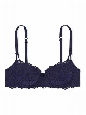 Navy / Blue Victoria Secret Midnight Lace Balcony Eyelet Bras | GPZHY8749