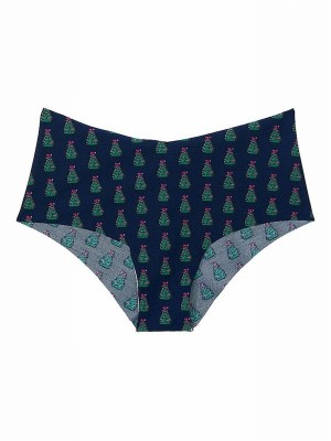 Navy / Blue Victoria Secret Noir Christmas Tree Cheeky Underwear | EUHZR1765