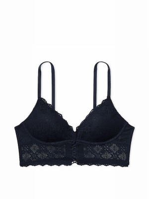 Navy / Blue Victoria Secret Noir Crochet Lace Push Up Bras | JWDYS3801