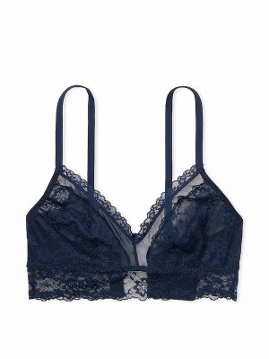 Navy / Blue Victoria Secret Noir Posey Lacelette Bras | RSUZJ7392