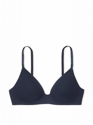 Navy / Blue Victoria Secret Ribbed Non WiLightly Lined Bras | WUHPY2637