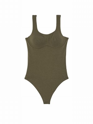 Olive / Green Victoria Secret Cotton Bodysuit Tops | XVWOF6371