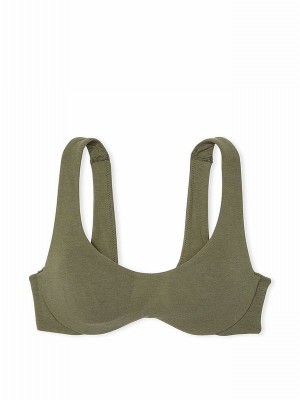 Olive / Green Victoria Secret Cotton Unlined WiBralette Bras | PRQUY9730