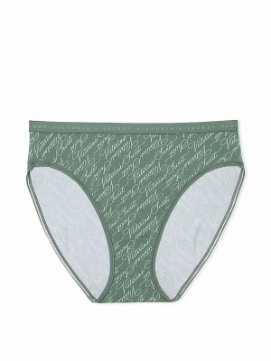 Olive / Green Victoria Secret Faded Sage Script Brief Underwear | EVTBO7039