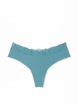 Olive / Green Victoria Secret French Sage Lace Waist Thong Underwear | EXGTQ4809