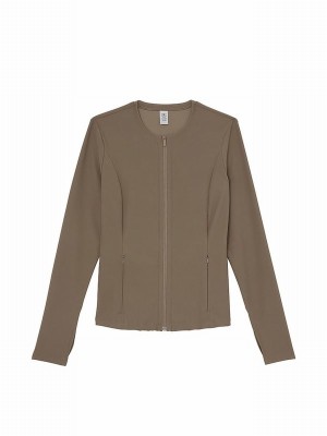 Olive / Green Victoria Secret Full Zip VSX Rib Jackets | AQSXE7038