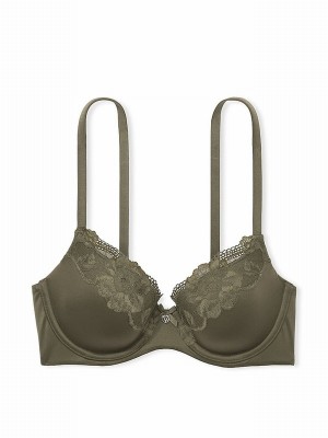 Olive / Green Victoria Secret Lace Trim Demi Bras | KRGAI4596