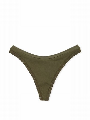 Olive / Green Victoria Secret Thong Seamless Underwear | OYREC3052
