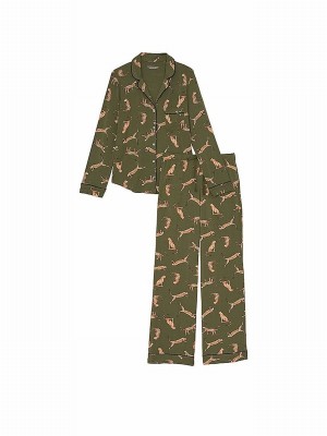 Olive / Green / Leopard Victoria Secret Modal Long Nightwear | GORIH7642