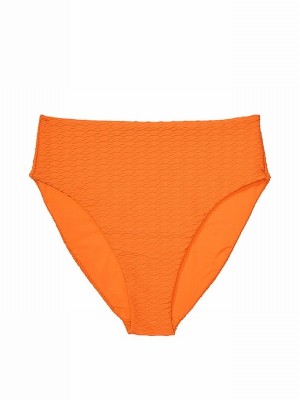 Orange Victoria Secret Sunset Orange Fishnet High Waisted Bikini Bottom | NRFKA9406