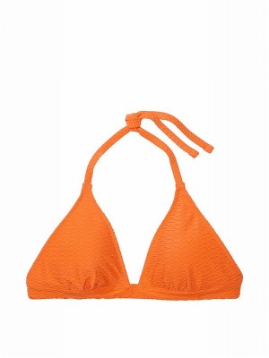 Orange Victoria Secret Sunset Orange Fishnet Halter Bikini Top | WKYPI7308