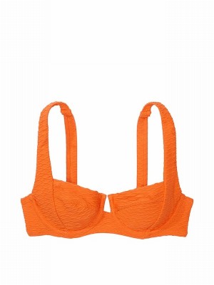 Orange Victoria Secret Sunset Orange Fishnet Balcony Bikini Top | FDOMK1853