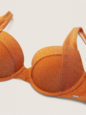 Orange Victoria Secret Tangelo Orange Push Up Shimmer Bikini Top | NDLYO9462