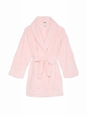 Pink Victoria Secret Angel Hearts Cosy Long Sleeveing Gown Lingerie | EBZRC9384