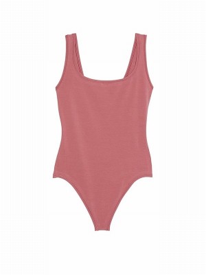 Pink Victoria Secret Berry Cotton Bodysuit Lingerie | JLYZF7461