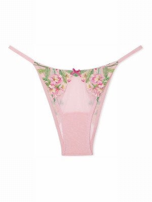 Pink Victoria Secret Brazilian Lily Embroidery Underwear | ZMGTR2784