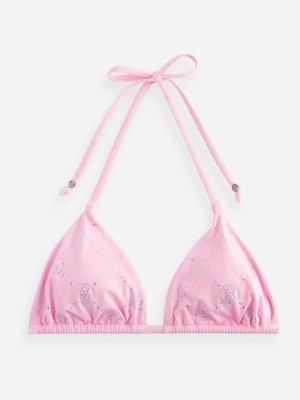 Pink Victoria Secret Diamanté Monogram Triangle Bikini Top | KERJF4983