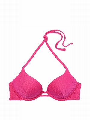 Pink Victoria Secret Forever Fishnet Add 2 Cups Push Up Bikini Top | RIQUT1652