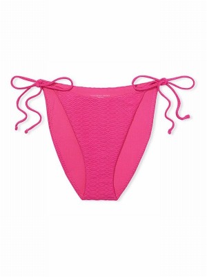 Pink Victoria Secret Forever Fishnet Tie Side High Leg Bikini Bottom | QBTPJ2750