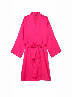 Pink Victoria Secret Forever Satin Midi Robe Lingerie | DPVUL4268