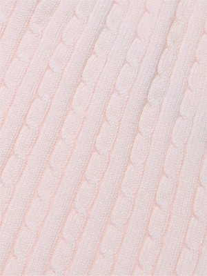 Pink Victoria Secret Heather Petal Logo Cable Knit Tanklette Bras | QWUCE8239