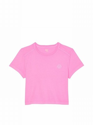 Pink Victoria Secret Lola Crop Dreamer T Shirts | XSWUQ2587
