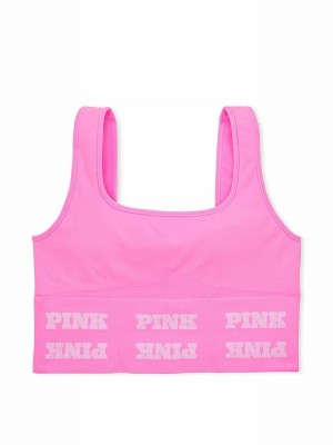 Pink Victoria Secret Lola Seamless Logo Low Impact Bras | MHRVE6350