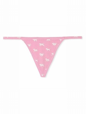Pink Victoria Secret Moonstone Cotton G String Underwear | VPIRE4503