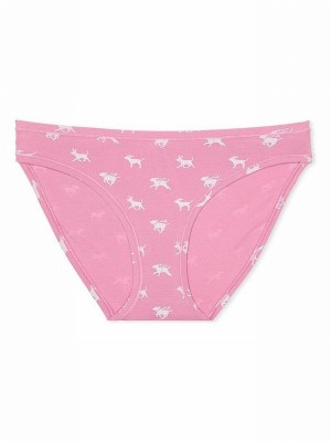 Pink Victoria Secret Moonstone Dog Print Bikini Cotton Underwear | DSGCV9074