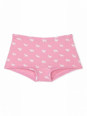 Pink Victoria Secret Moonstone Dog Print Cotton Boyshort Underwear | SNRFC3082