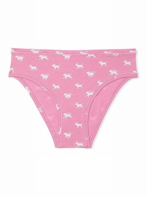 Pink Victoria Secret Moonstone Dog Print Cheeky Cotton Cheeky Underwear | PJQEY4809