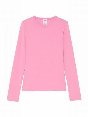 Pink Victoria Secret Moonstone Long Sleeve Soft Stretch T Shirts | WKIET6379