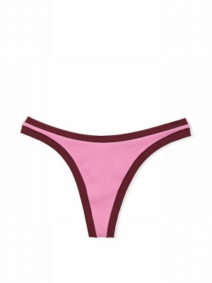 Pink Victoria Secret Moonstone Seamless High Leg Scoop Thong Underwear | QJGUT1237