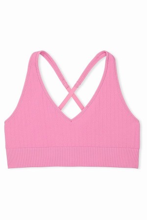 Pink Victoria Secret Moonstone Seamless Cable Knit Sports Bra | MJCTL8623