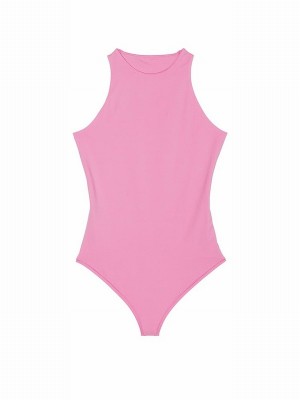 Pink Victoria Secret Moonstone Soft Stretch Tank Bodysuit Lingerie | TVZGP0786