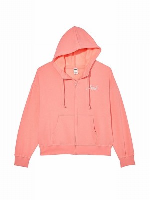 Pink Victoria Secret Passion Fleece Fleece Full Zip Hoodie | PXCJF9246