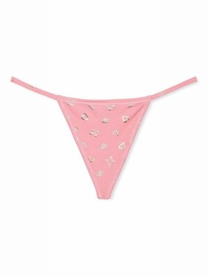 Pink Victoria Secret Petal Cotton G String Underwear | TPRNQ7365