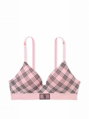 Pink Victoria Secret Plaid Non WiLightly Lined Shine Patch Bras | XFDZJ6478