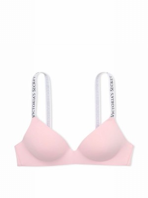 Pink Victoria Secret Pretty Blossom Logo Non WiLightly Lined Bras | JWYLX5180