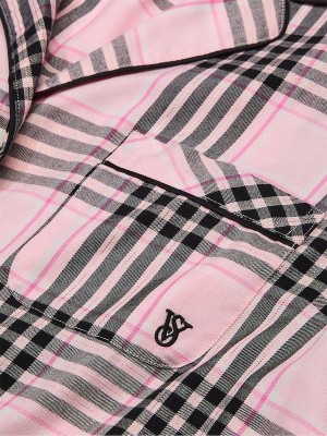 Pink Victoria Secret Pretty Blossom Lovely Plaid Flannel Long Nightwear | YMQVJ7951