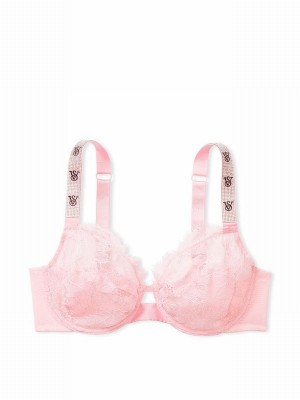 Pink Victoria Secret Pretty Blossom Shine Strap Monogram Demi Bras | SAYWH0148
