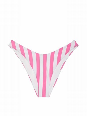 Pink Victoria Secret Stripes High Leg MixandMatch Crossover HighWaist Bikini Bottom | UMYEV9068