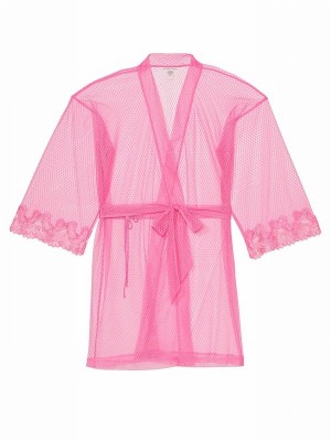 Pink Victoria Secret Tickled Boho Floral EmbroideDressing Gown Nightwear | NCFEX7653
