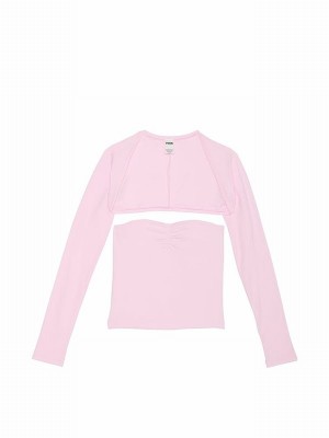 Pink Victoria Secret Tulip Cotton Balero Long Sleeve T Shirts | DXHUW9583