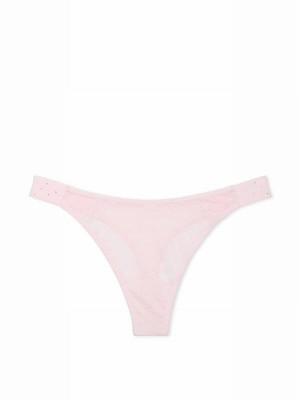 Pink Victoria Secret Tulip Diamante Hipster Thong Floral Lace Underwear | XOWVN2459