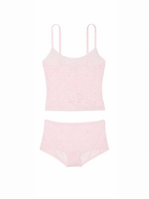 Pink Victoria Secret Tulip Diamante Lace & Knicker Nightwear | NZPHV8713